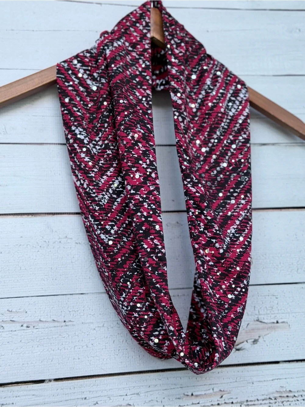 Textured Sequin Accent Infinity Loop Scarf